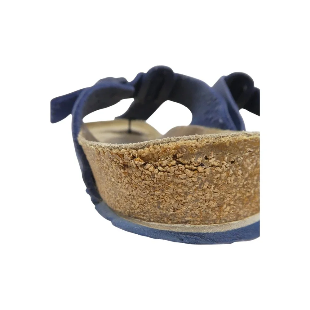 Birkenstock Gizeh Thong Sandals Mens 13 Blue Leather Cork Buckle Comfort